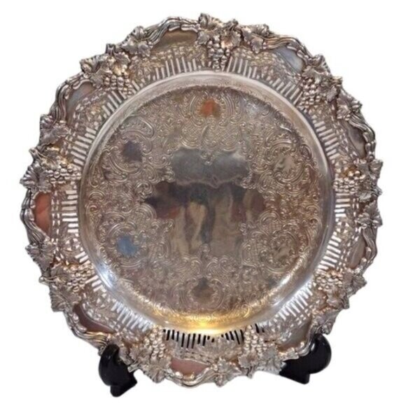 Vintage‎ Haddon Sheffield Reproduction Silver Plated Pierced Tray - Picture 1 of 7